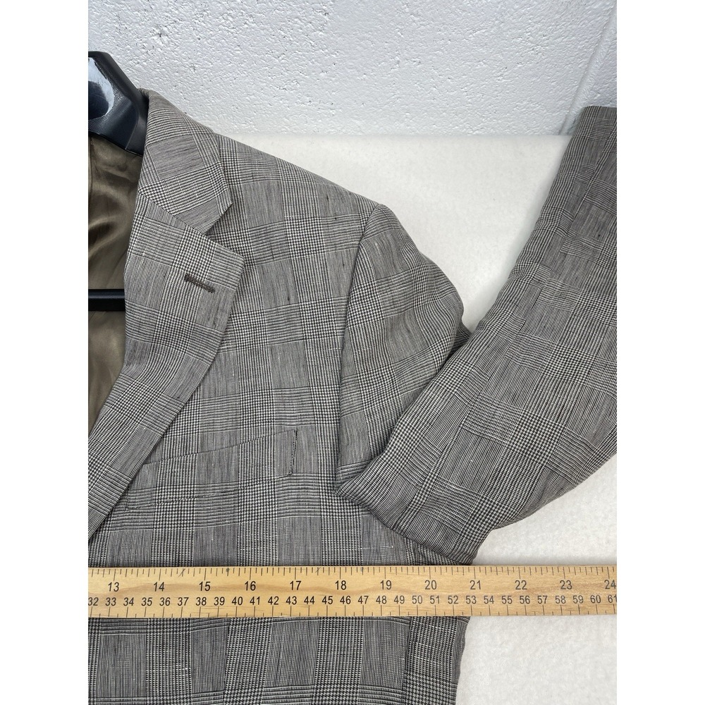 Lauren Ralph Lauren Men's Linen Blazer 40R Gray Check Slim Fit 2Btn Notch - Picture 9 of 13